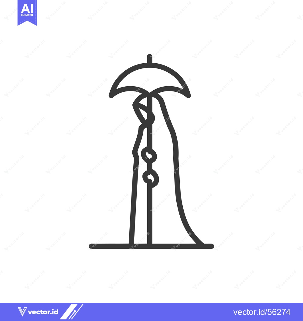 Premium Vector dari Line drawing of an umbrella with a long cloth attached