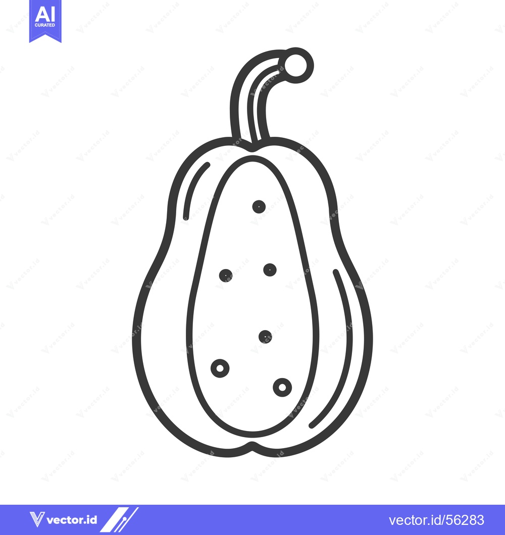Premium Vector of Line drawing of a papaya with seeds