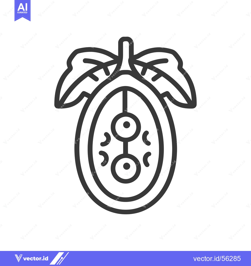 Premium Vector dari Line drawing of a passion fruit with leaves and seeds