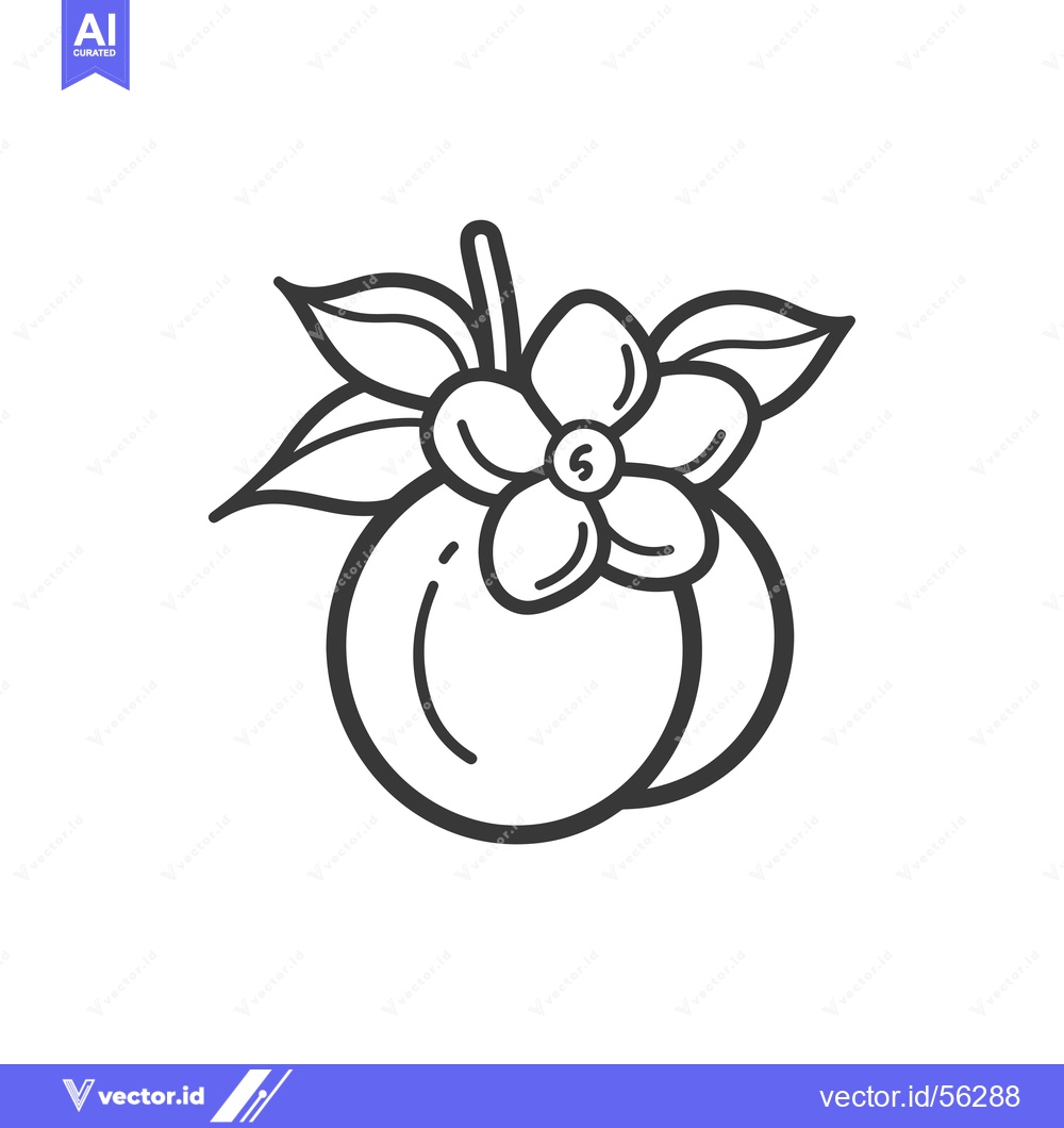 Premium Vector of Line Drawing of a Peach with a Flower