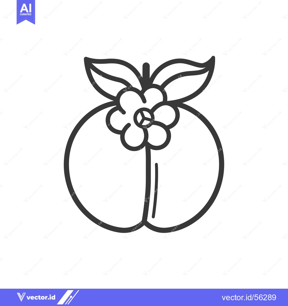 Premium Vector dari Line Drawing of a Peach with a Flower on Top