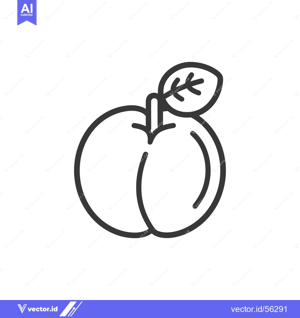 Premium Vector dari Line Drawing of a Peach with a Leaf