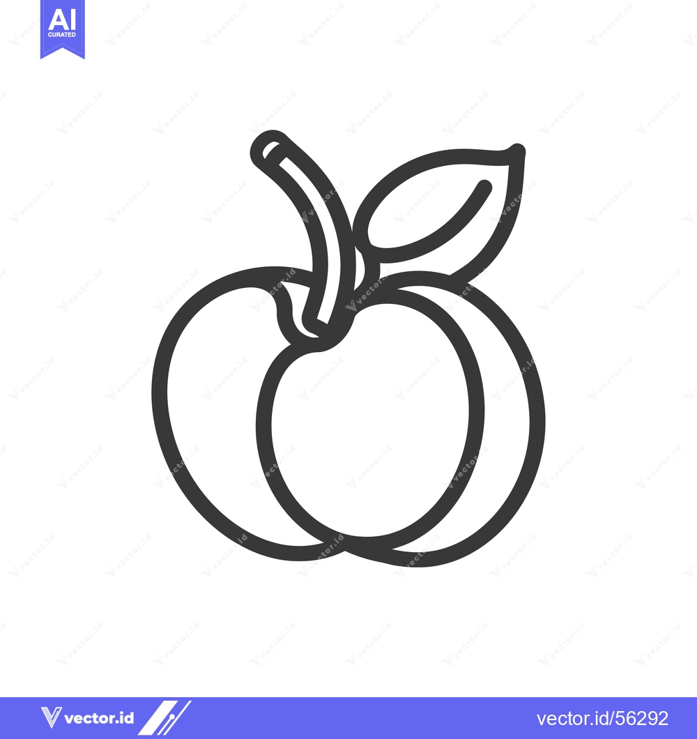 Premium Vector dari Line Drawing of a Peach with a Leaf