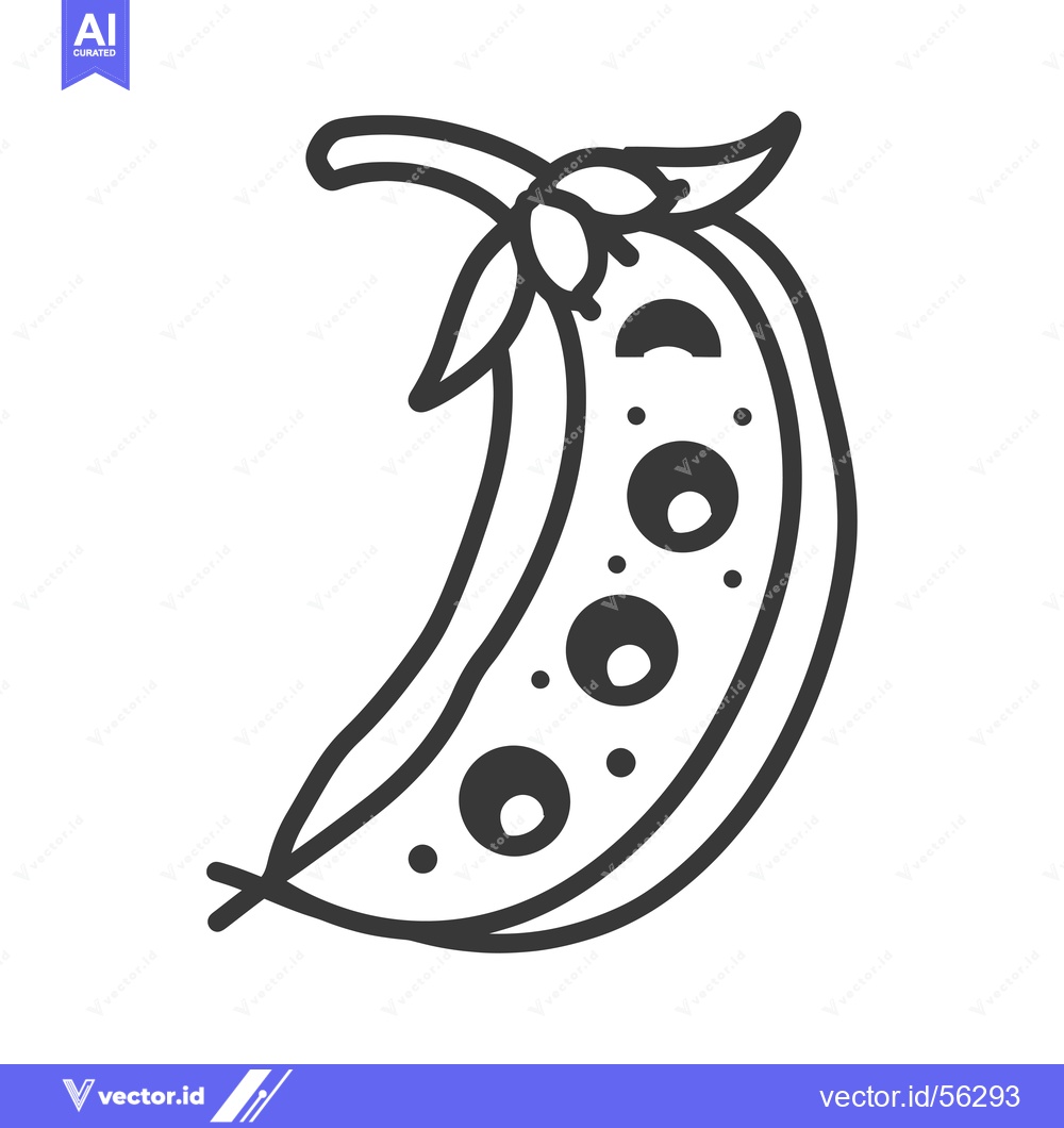 Premium Vector dari Line Drawing of a Pea Pod with Five Peas Inside