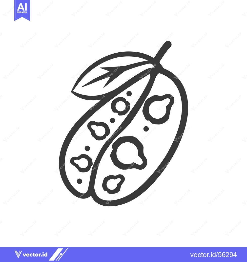 Premium Vector of Line Drawing of a Pea Pod with Seeds