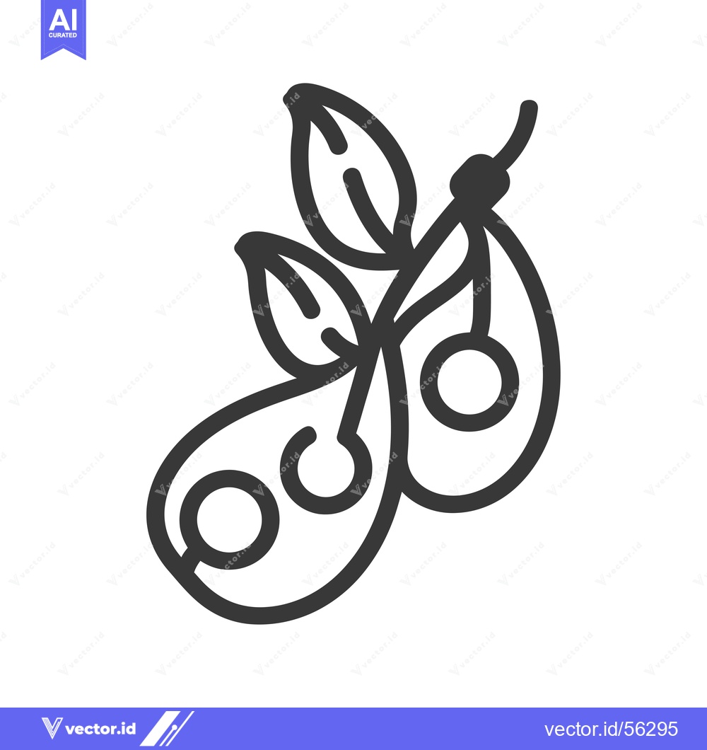 Premium Vector dari Line drawing of a pea pod with three peas and a leaf