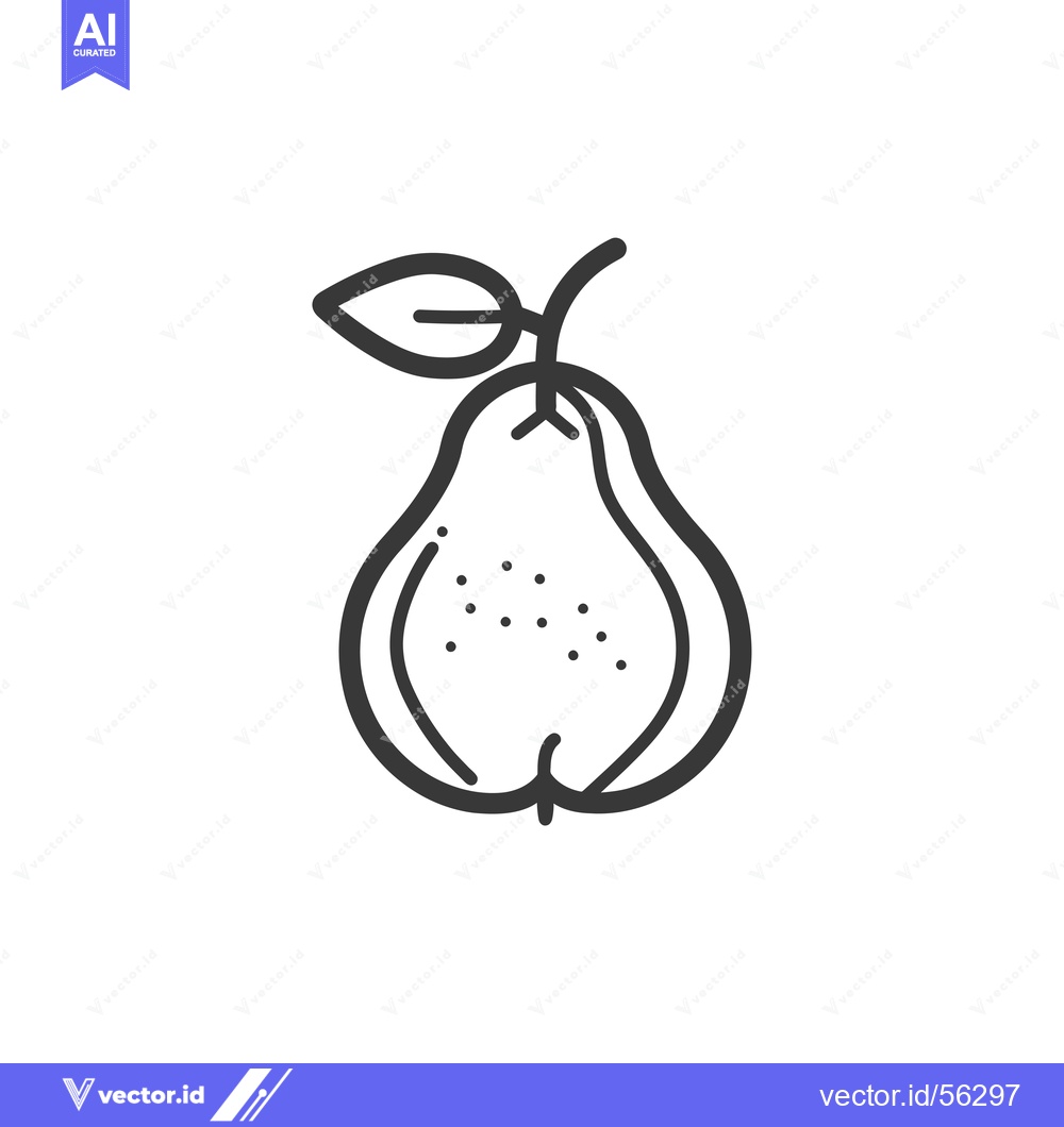 Premium Vector dari Line drawing of a pear with a leaf