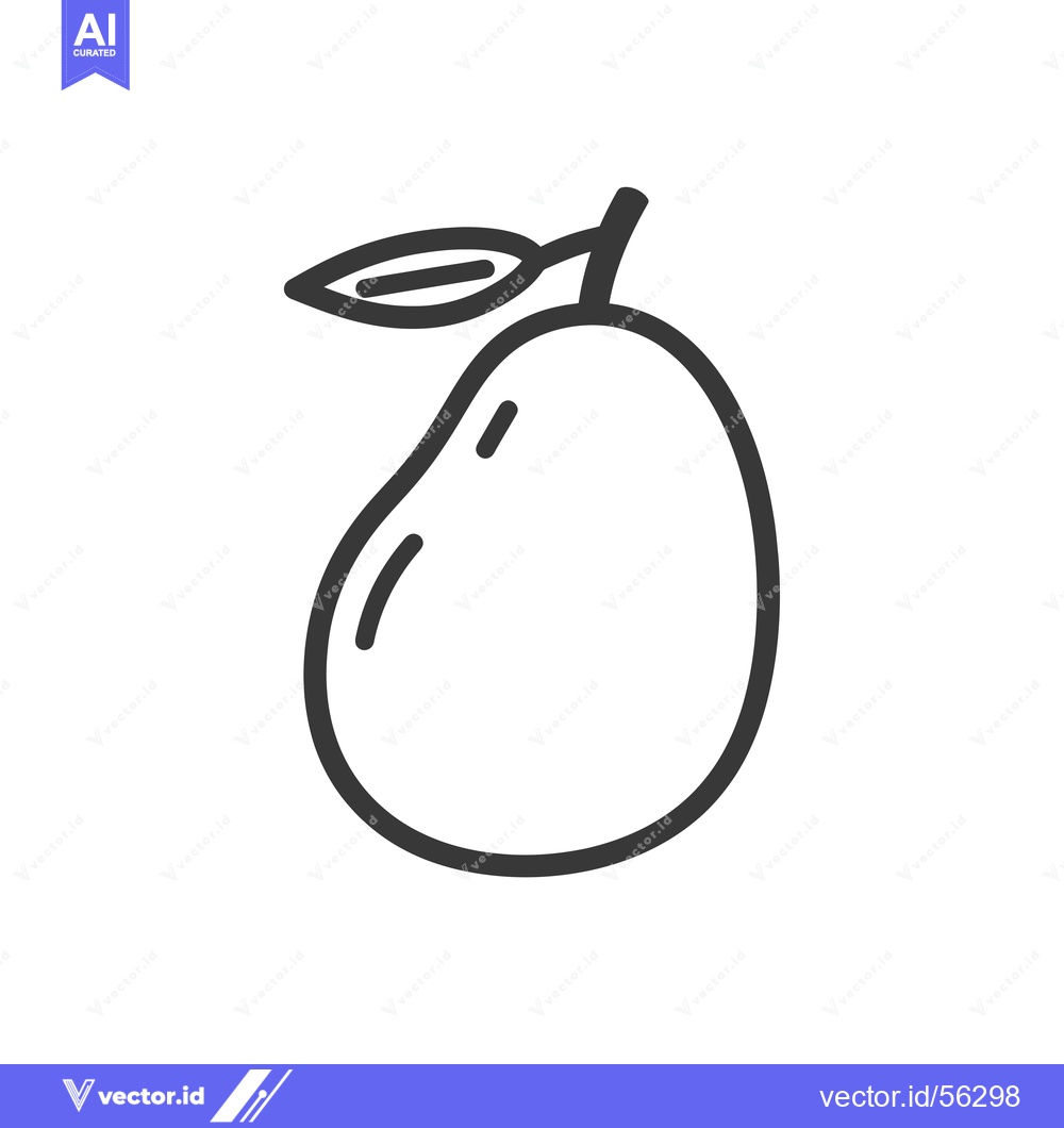 Premium Vector dari Line Drawing of a Pear with a Leaf