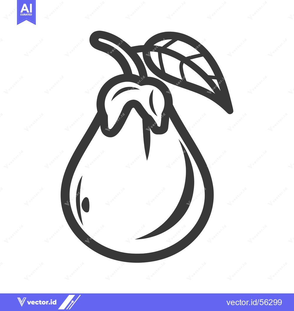 Premium Vector dari Line Drawing of a Pear with a Leaf