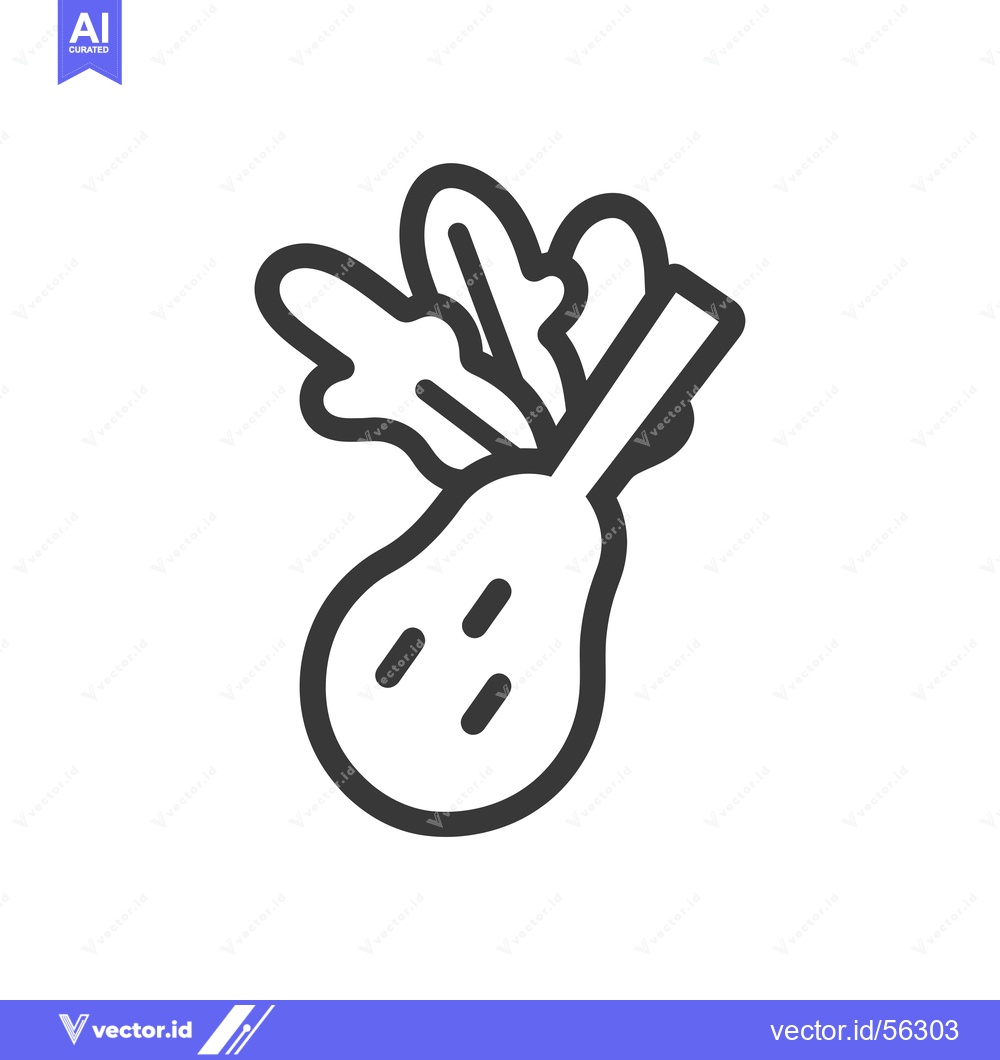 Premium Vector of Line Drawing of a Pear with Leaves