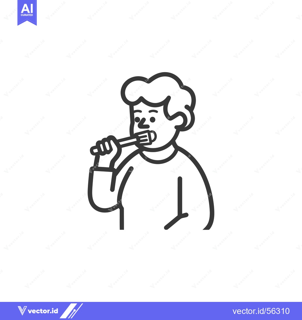 Premium Vector dari Line Drawing of a Person Brushing Their Teeth
