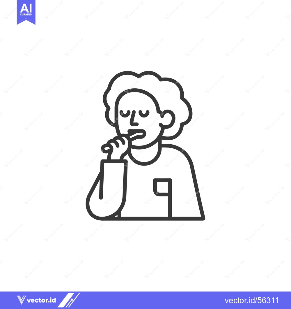 Premium Vector dari Line drawing of a person brushing their teeth
