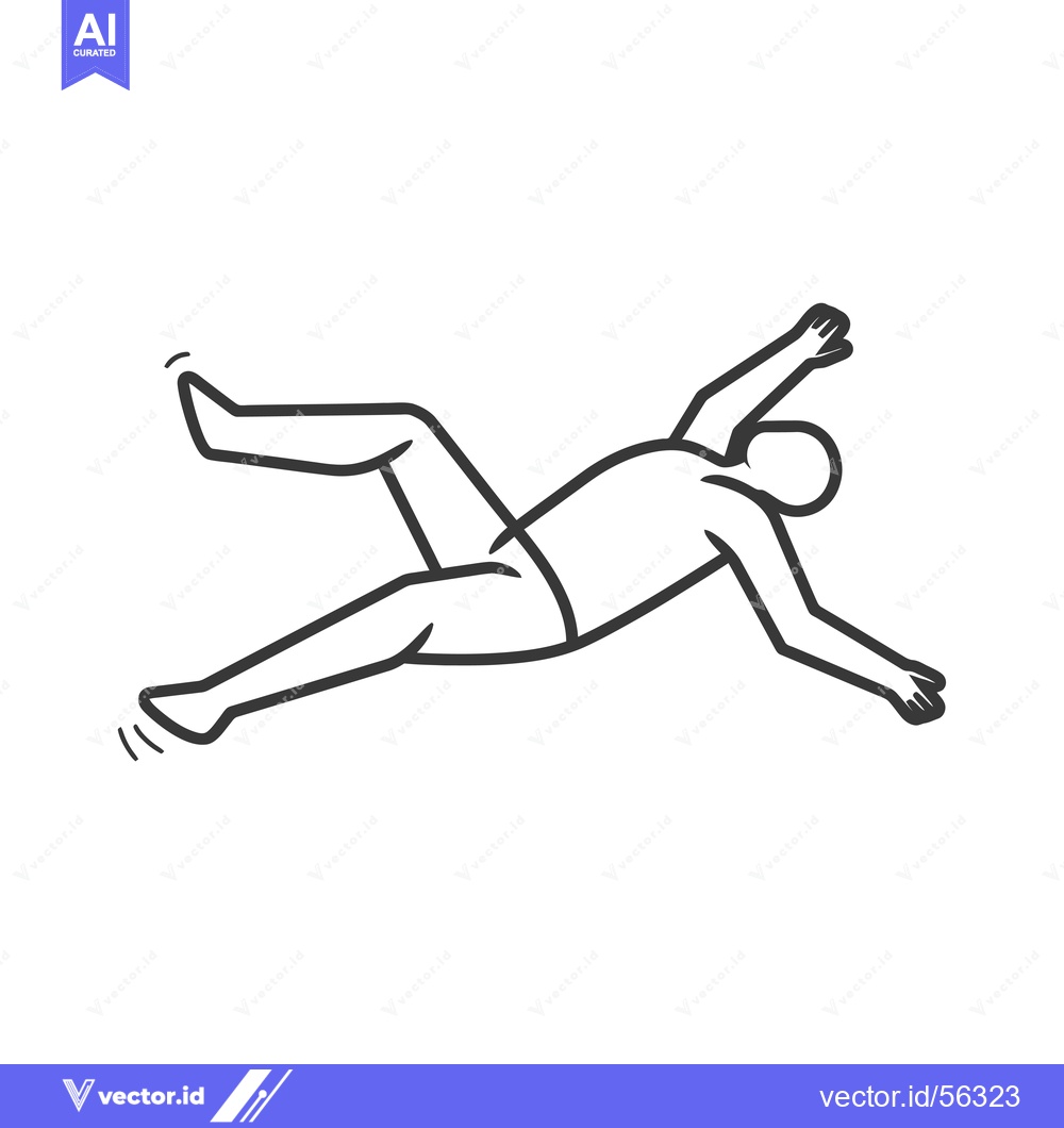 Premium Vector of Line Drawing of a Person Falling or Drowning
