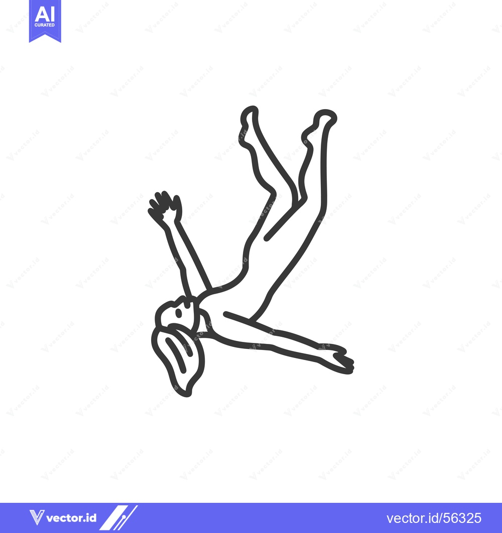 Premium Vector dari Line drawing of a person falling with outstretched arms