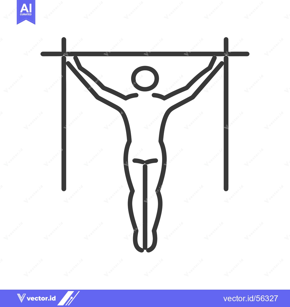 Premium Vector of Line drawing of a person hanging from a pull-up bar