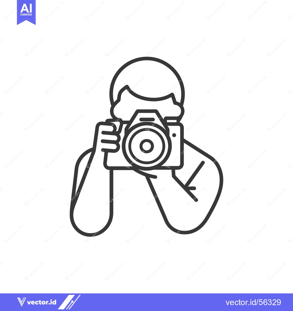 Premium Vector of Line Drawing of a Person Holding a Camera