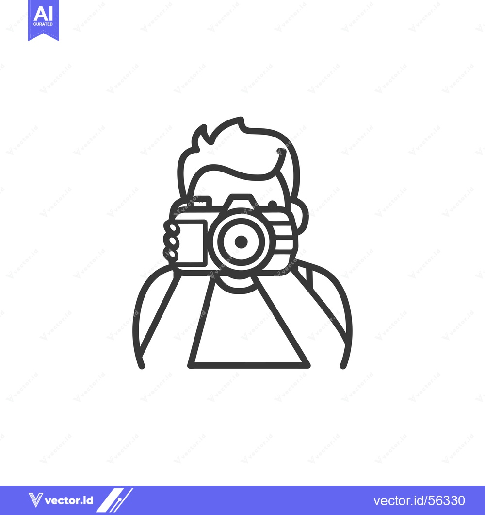 Premium Vector of Line Drawing of a Person Holding a Camera