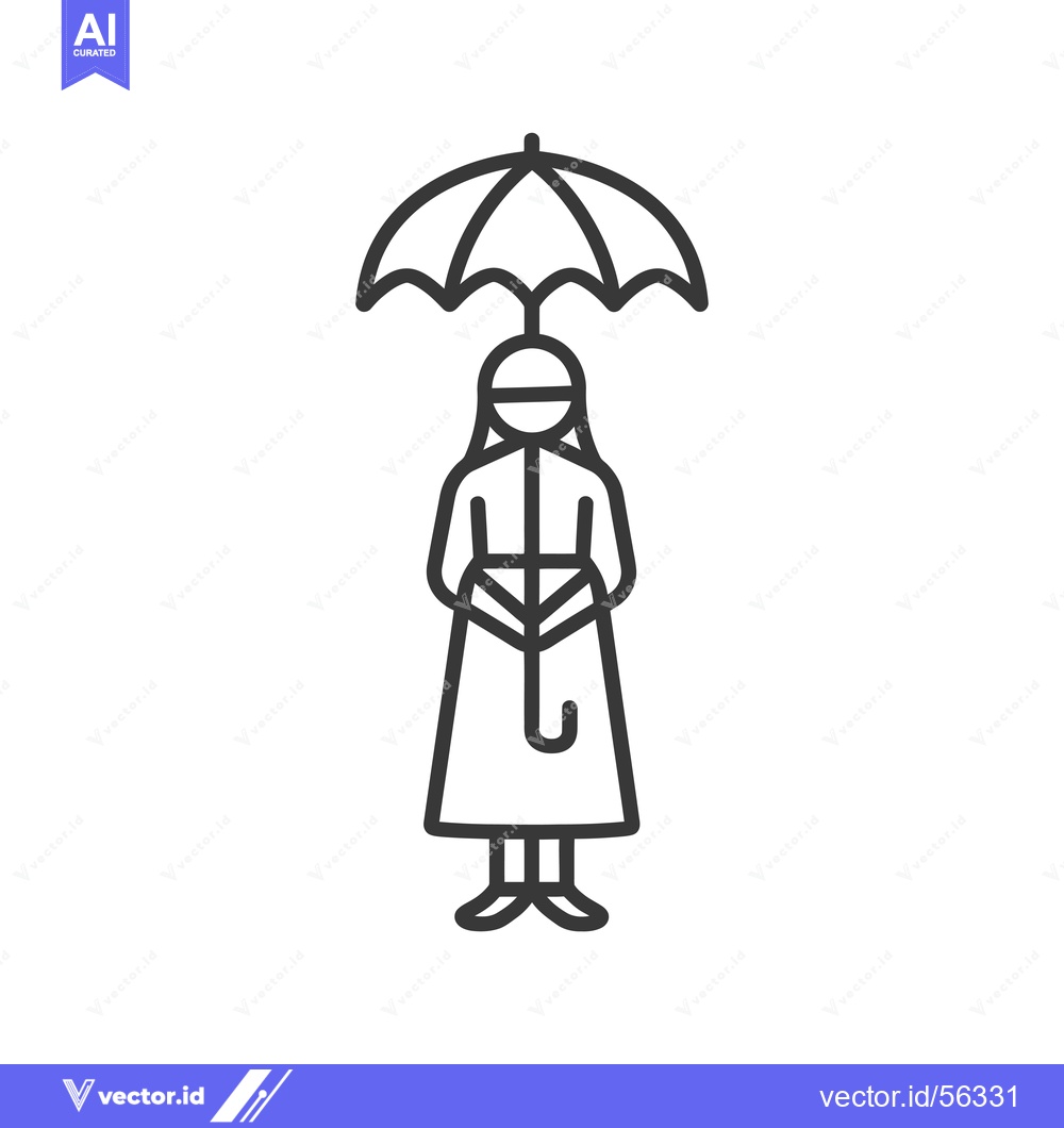 Premium Vector of Line Drawing of a Person Holding an Umbrella
