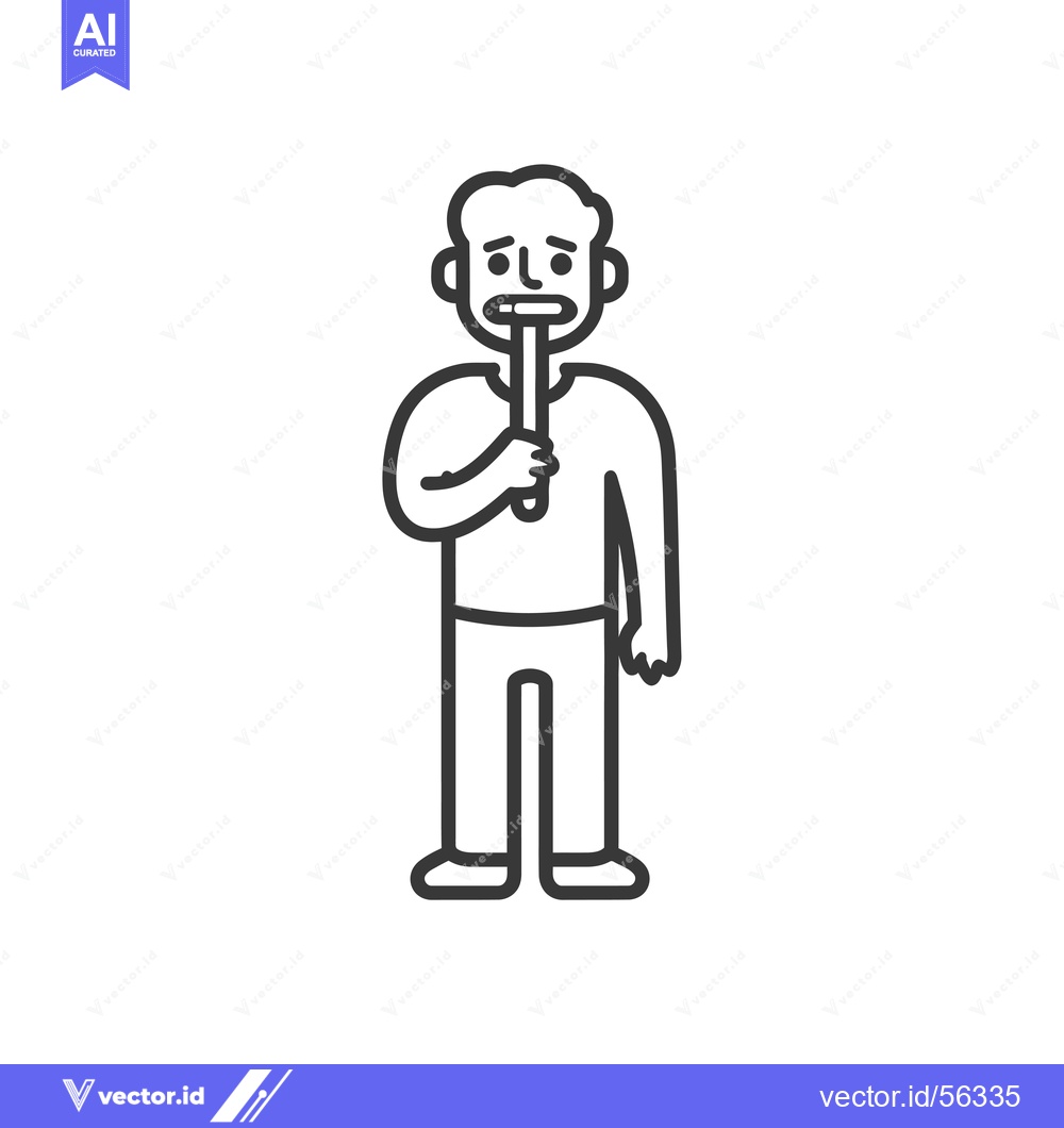 Premium Vector dari Line Drawing of a Person Holding a Stick in Their Mouth