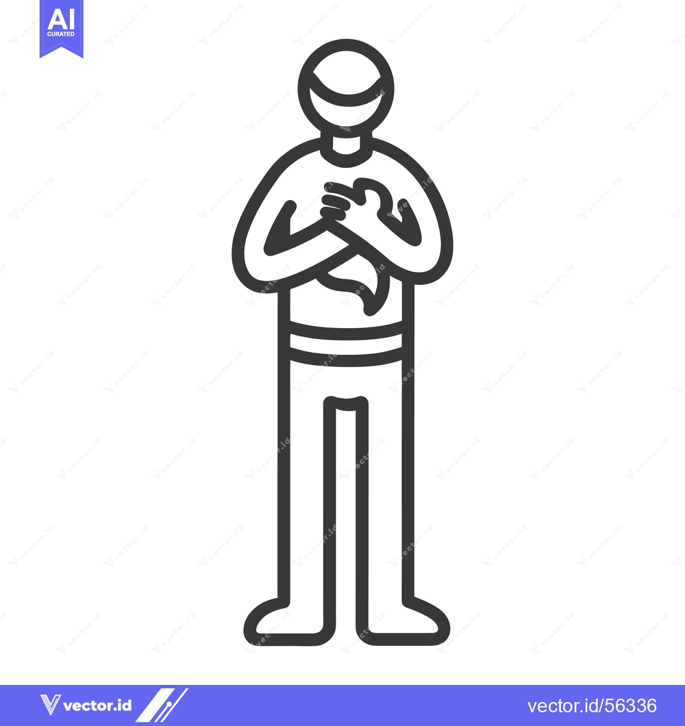 Premium Vector dari Line Drawing of a Person Holding Their Chest