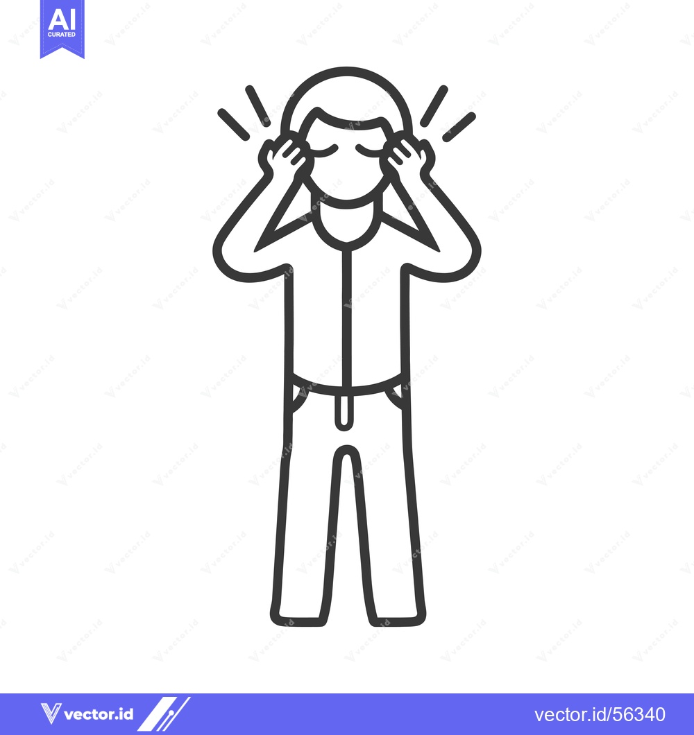 Premium Vector dari Line drawing of a person holding their head in their hands