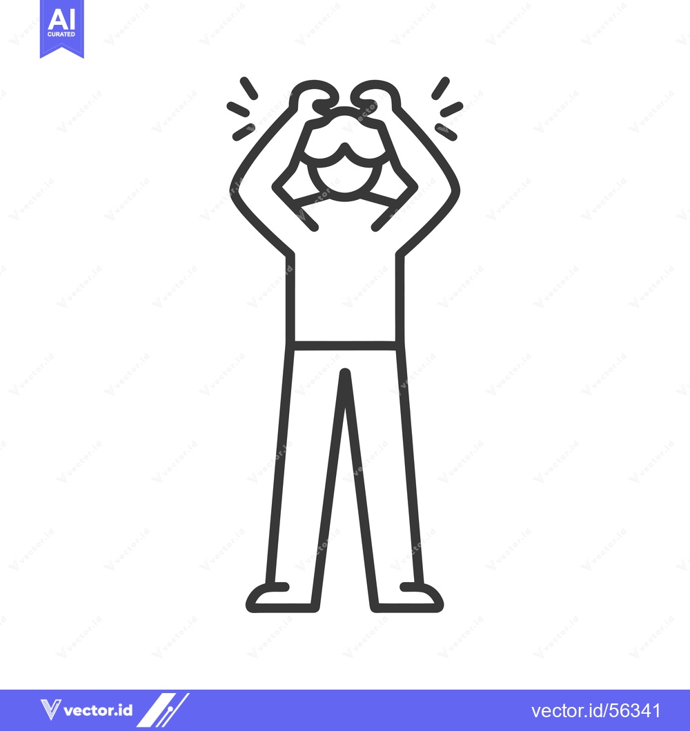 Premium Vector of Line drawing of a person holding their head in their hands