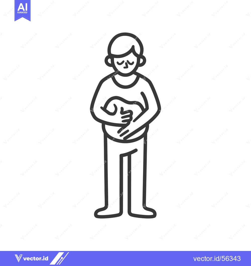 Premium Vector of Line drawing of a person holding their stomach