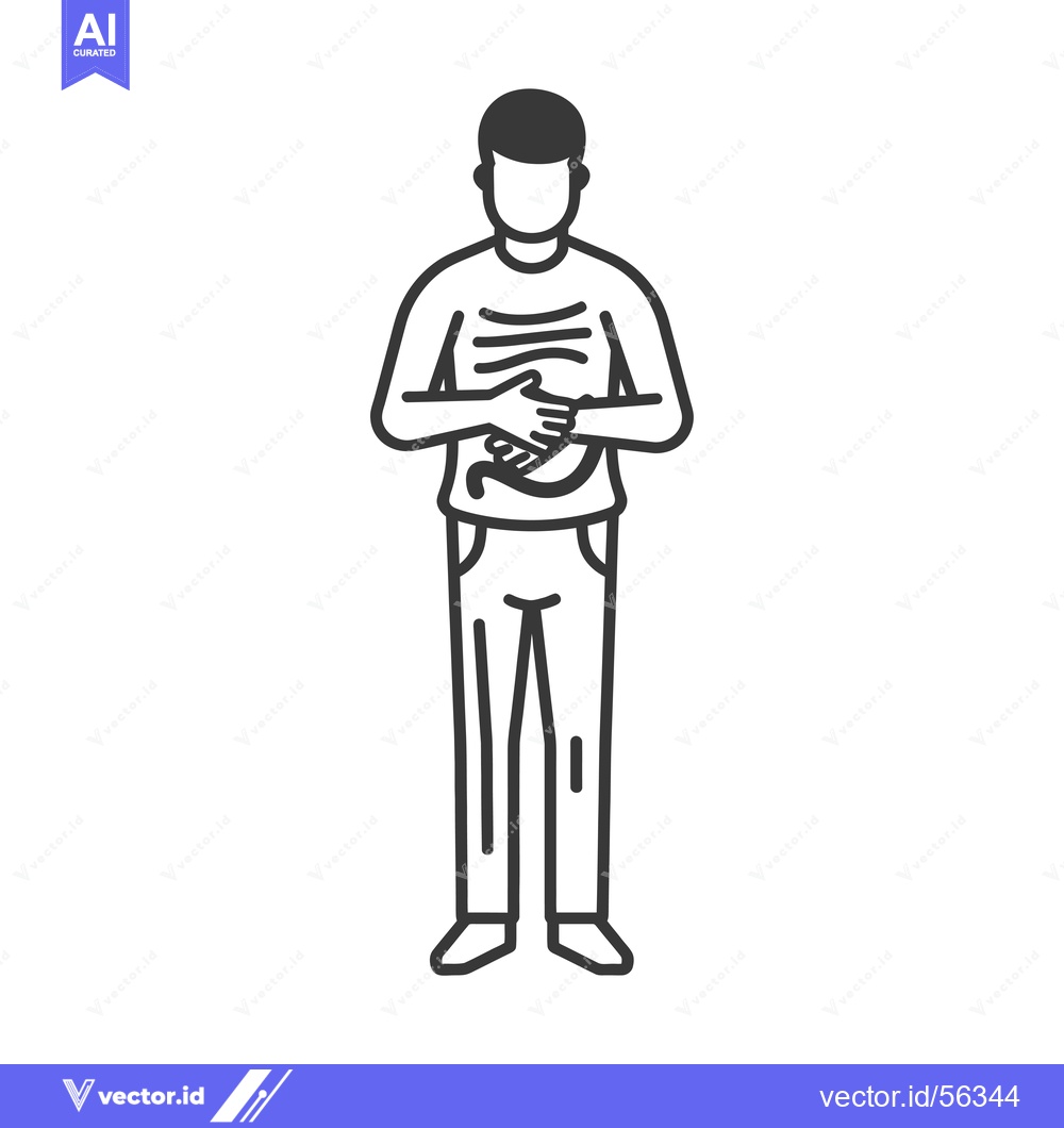Premium Vector of Line Drawing of a Person Holding Their Stomach