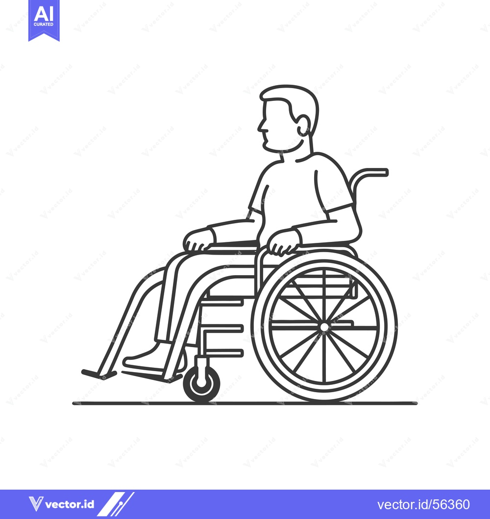 Premium Vector dari Line Drawing of a Person in a Wheelchair