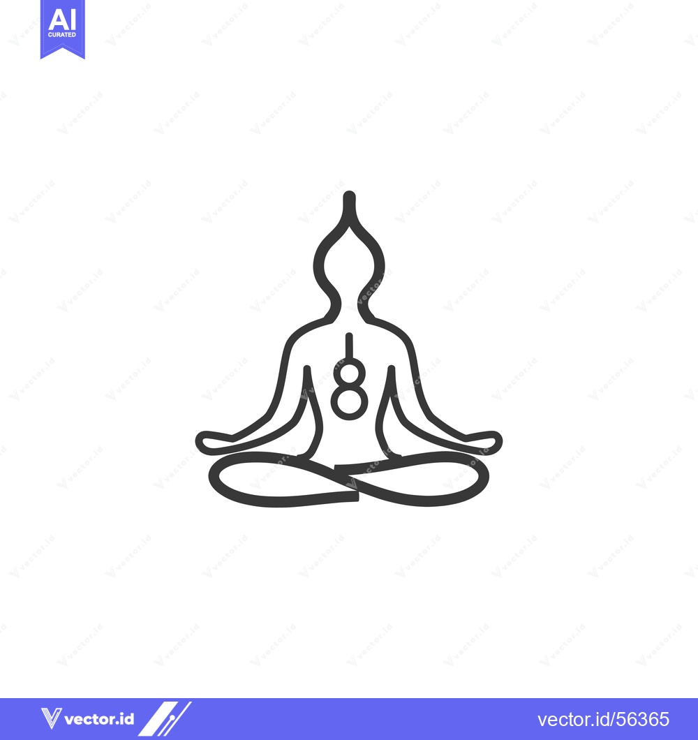 Premium Vector dari Line Drawing of a Person in a Yoga Pose with a Symbol in the Center of