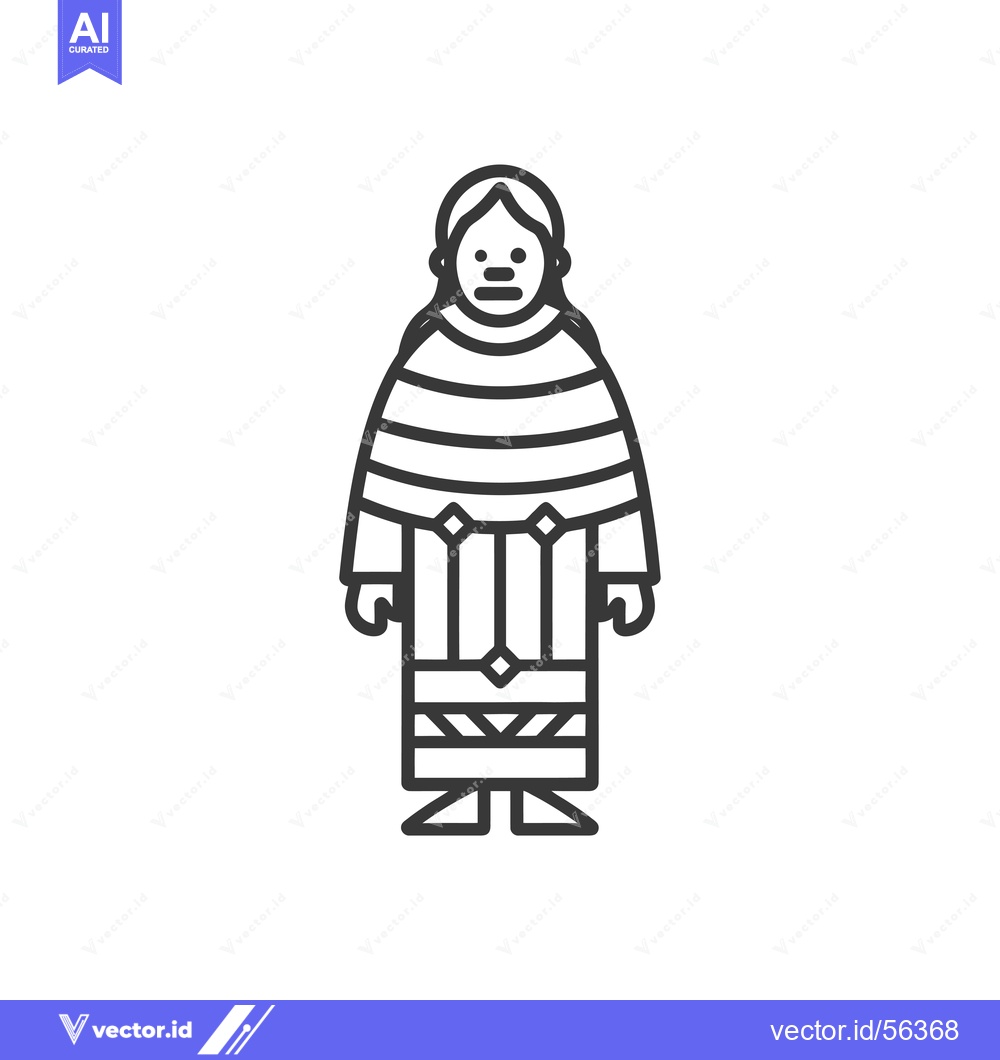Premium Vector dari Line drawing of a person in traditional clothing