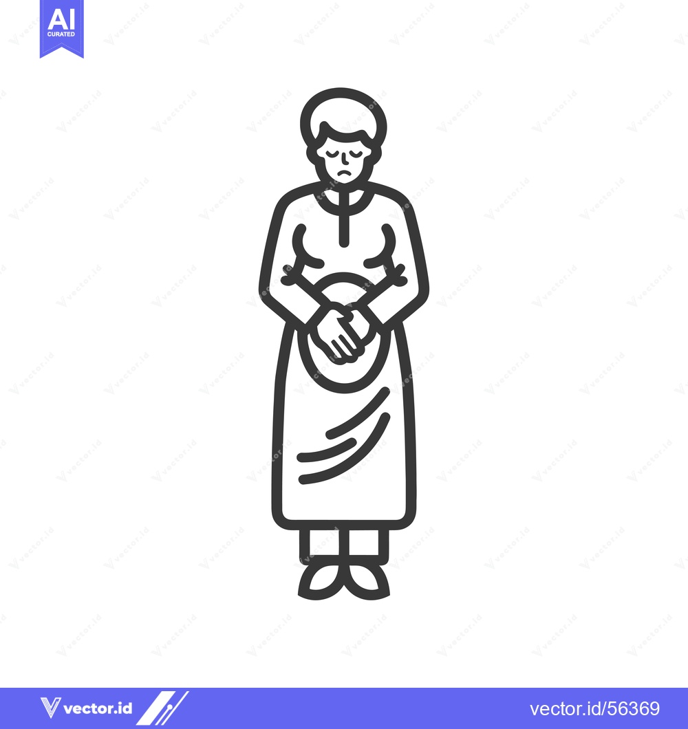 Premium Vector dari Line Drawing of a Person in Traditional Clothing with Hands Clasped