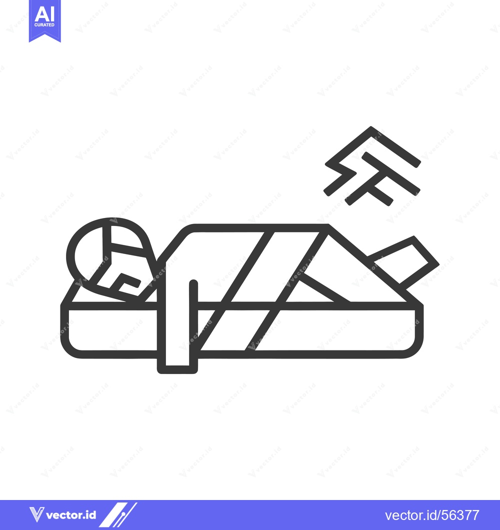 Premium Vector of Line drawing of a person lying on a stretcher with a symbol of cold ab