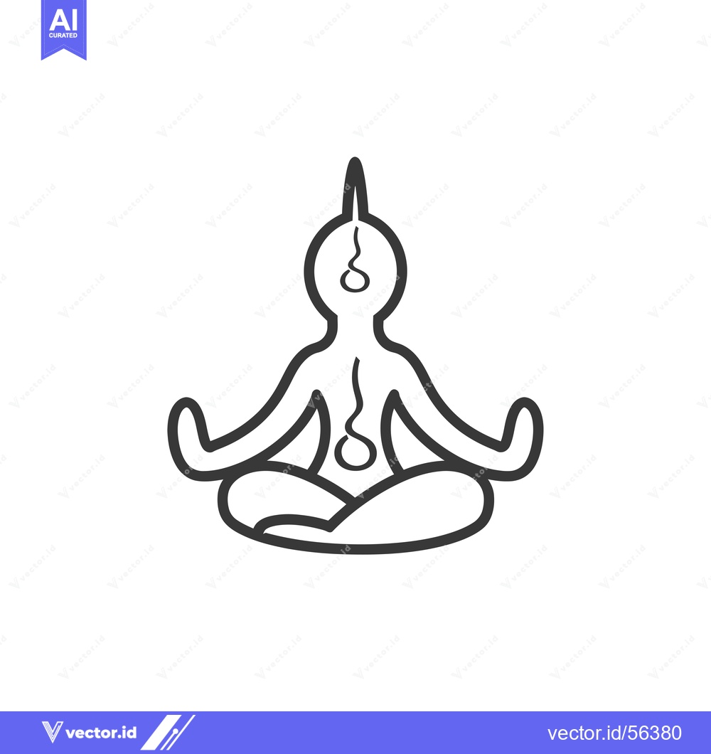 Premium Vector dari Line drawing of a person meditating in a lotus pose with a stylized de