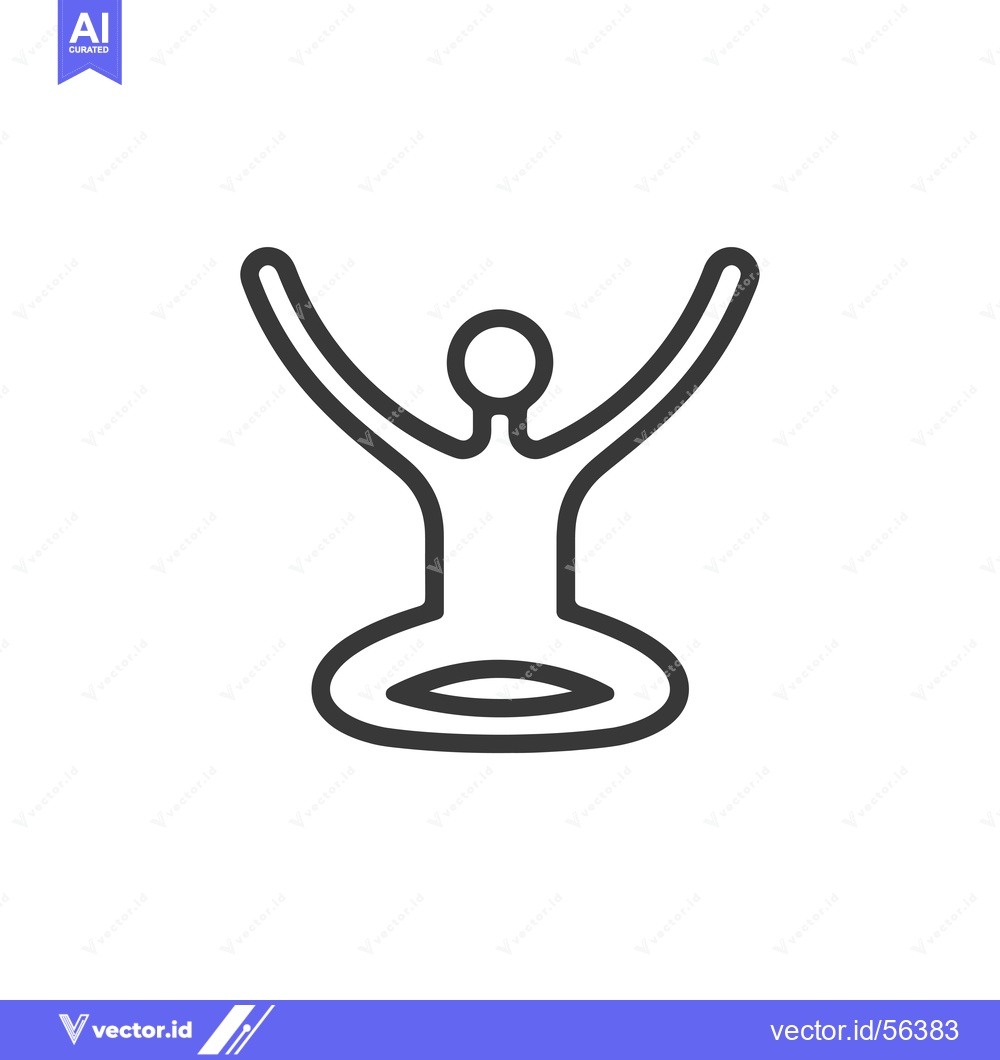 Premium Vector dari Line drawing of a person meditating with arms raised