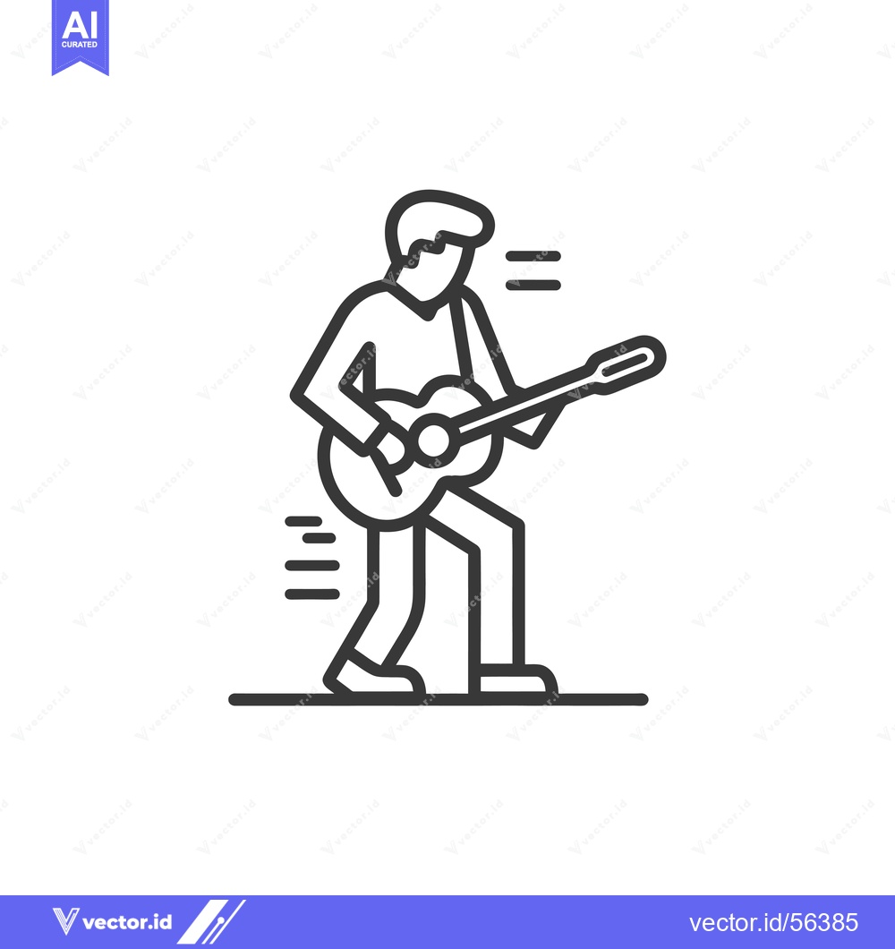Premium Vector of Line Drawing of a Person Playing a Guitar