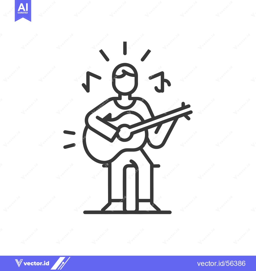 Premium Vector dari Line drawing of a person playing an acoustic guitar