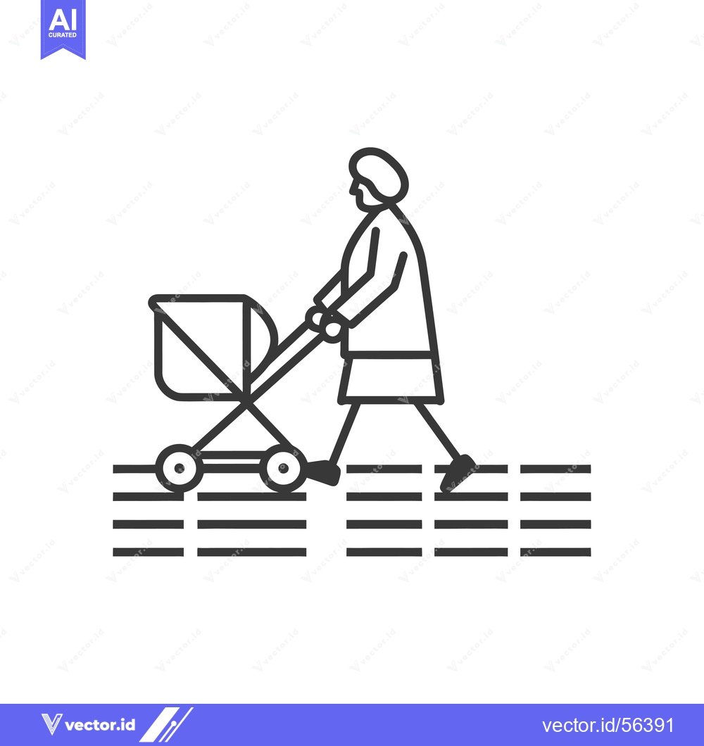 Premium Vector dari Line drawing of a person pushing a stroller