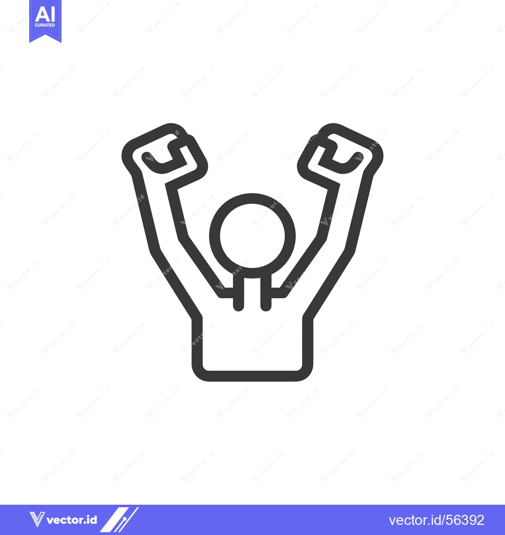 Premium Vector of Line Drawing of a Person Raising Their Arms in Celebration