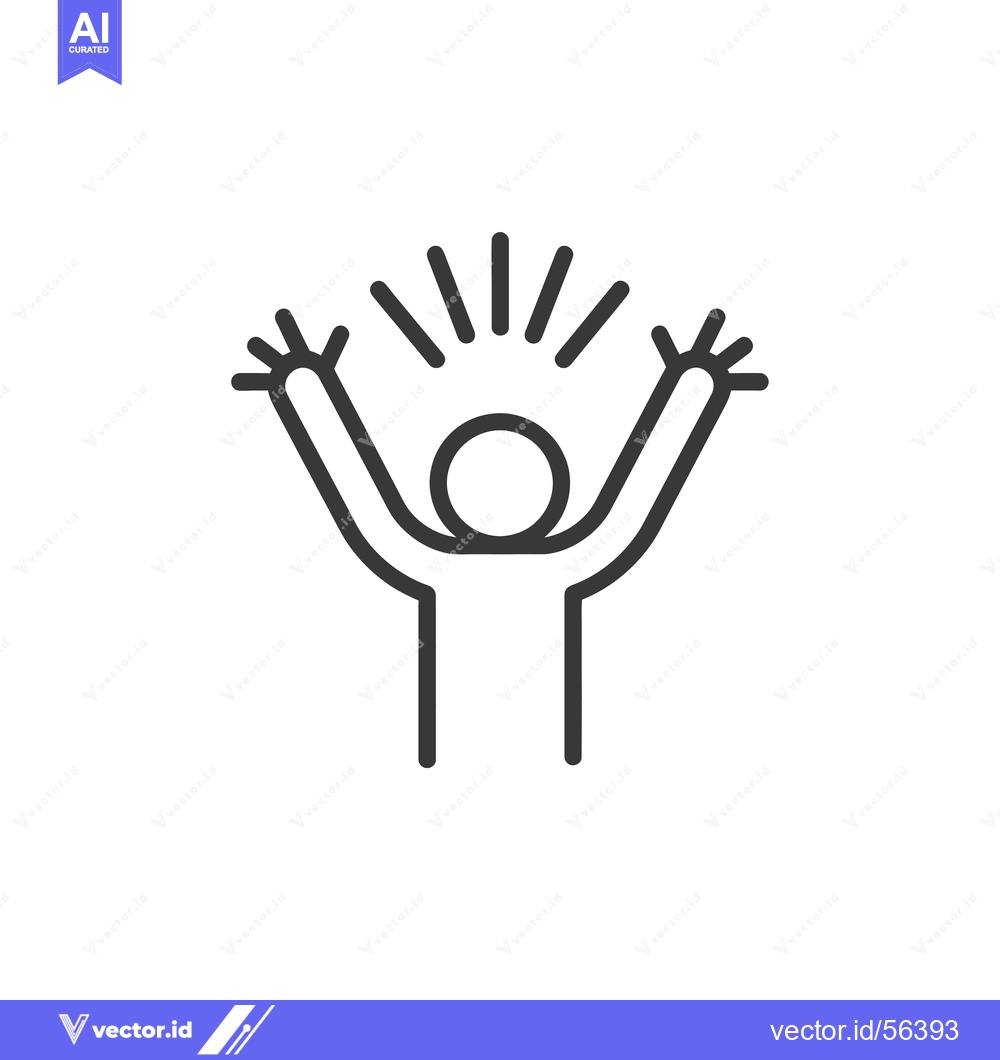 Premium Vector of Line Drawing of a Person Raising Their Arms in Celebration