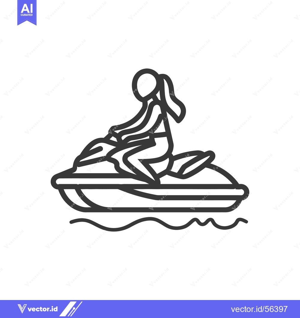 Premium Vector of Line Drawing of a Person Riding a Jet Ski
