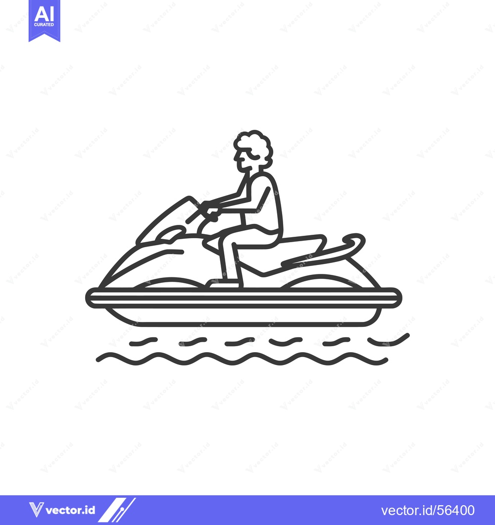 Premium Vector of Line Drawing of a Person Riding a Jet Ski on Water