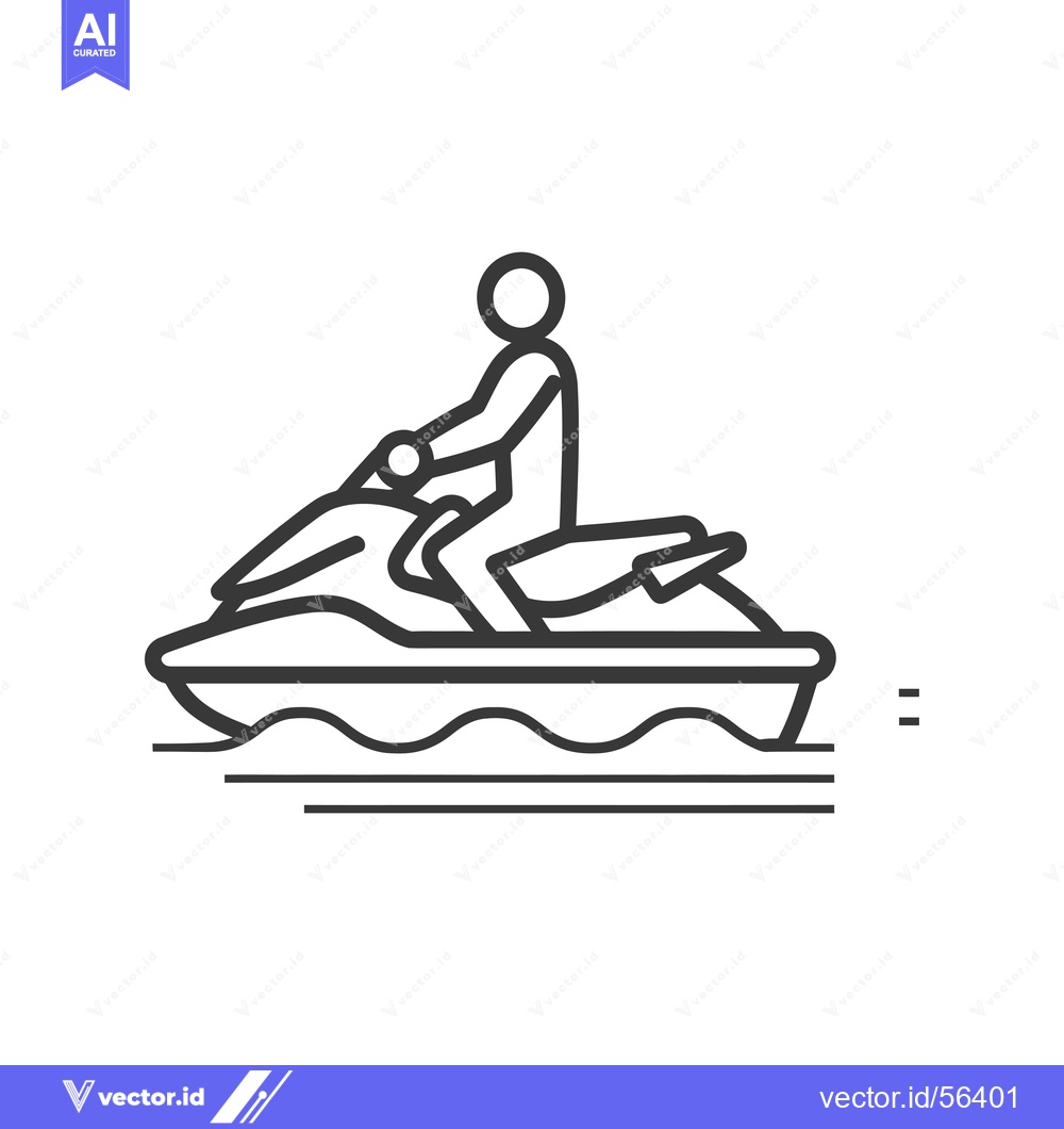 Premium Vector of Line drawing of a person riding a jet ski on water