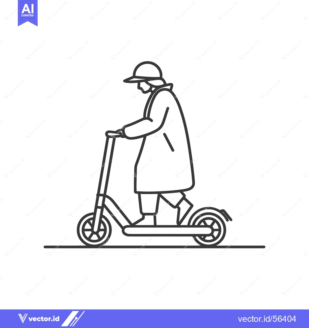 Premium Vector dari Line drawing of a person riding an electric scooter