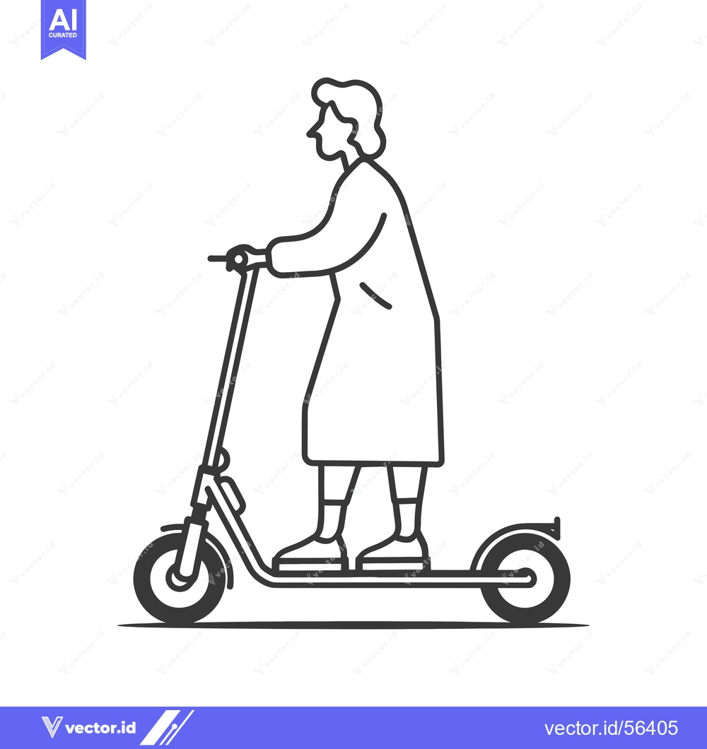 Premium Vector dari Line Drawing of a Person Riding an Electric Scooter