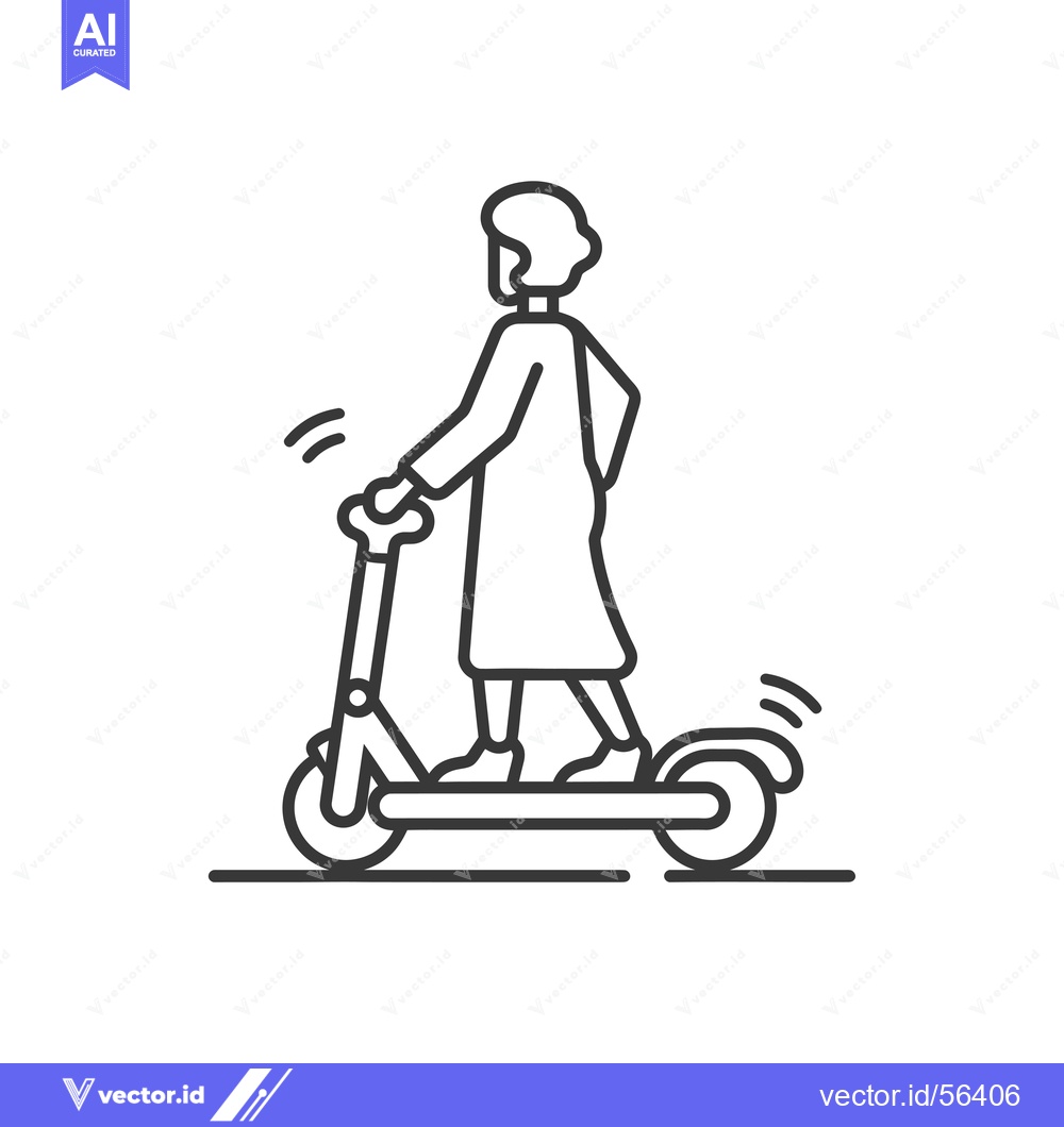 Premium Vector dari Line Drawing of a Person Riding an Electric Scooter