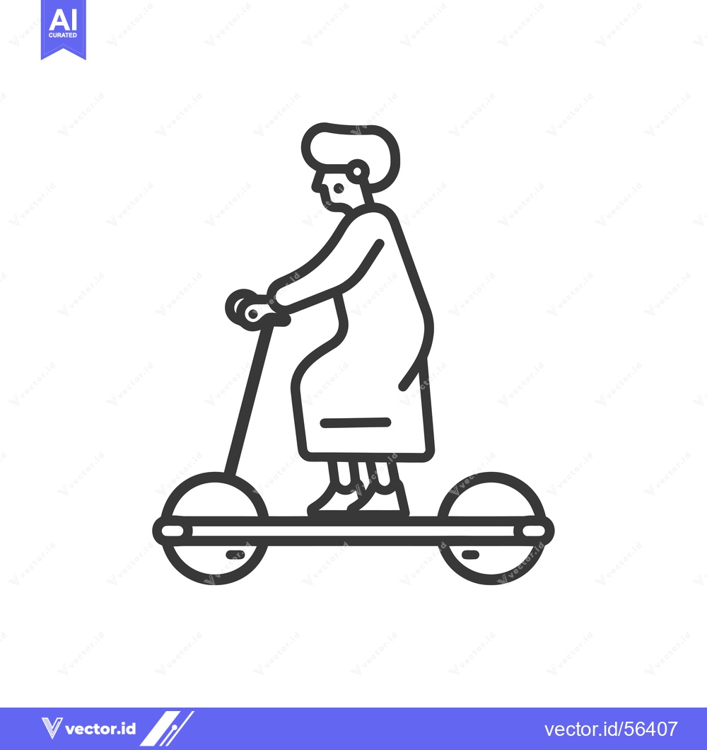 Premium Vector of Line drawing of a person riding an electric scooter