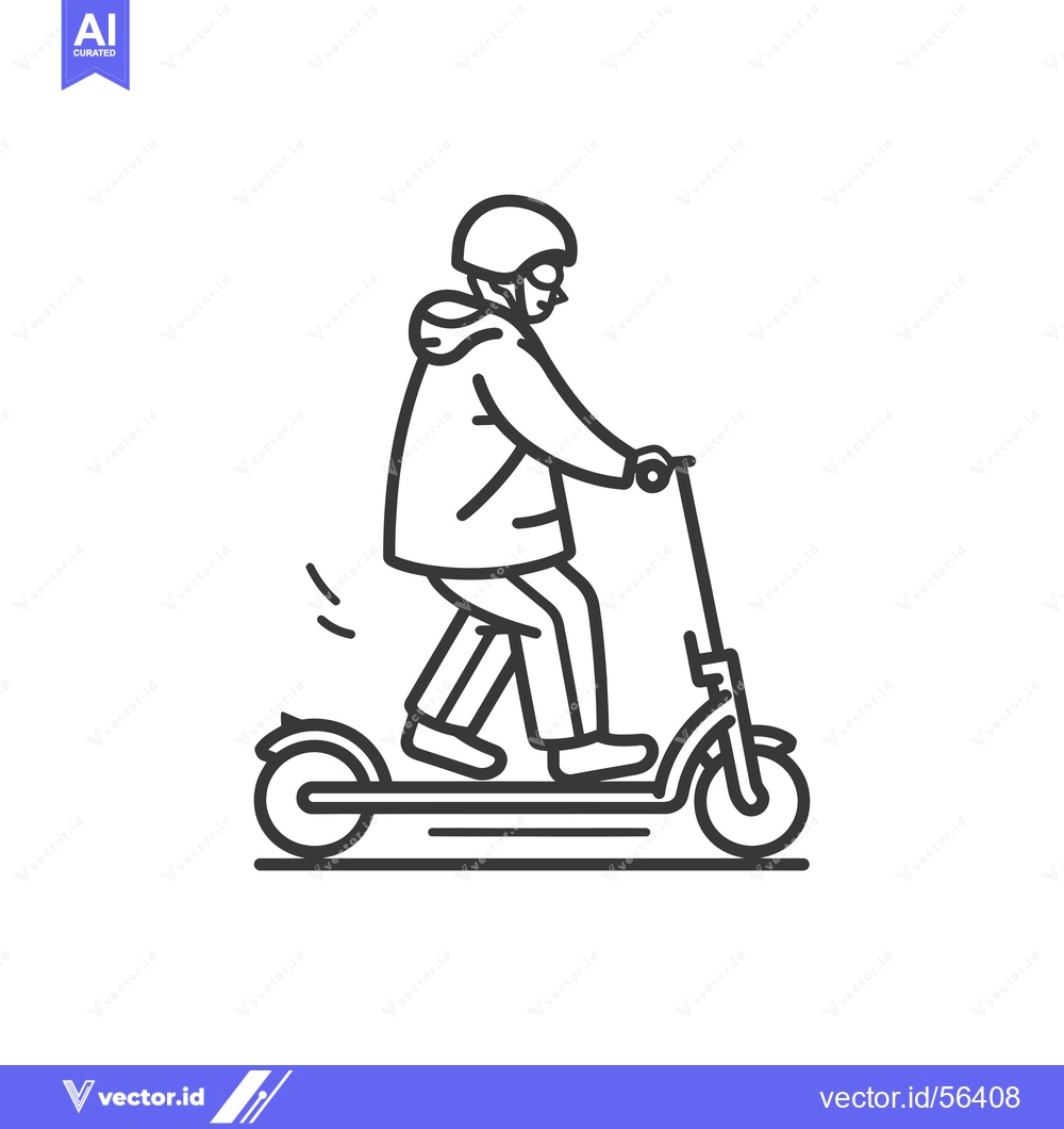 Premium Vector dari Line drawing of a person riding an electric scooter