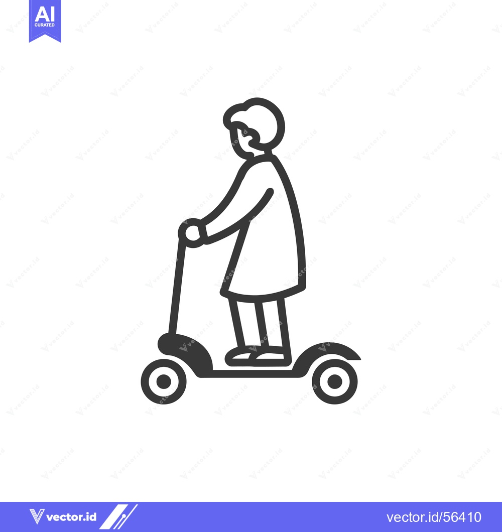 Premium Vector dari Line Drawing of a Person Riding a Scooter