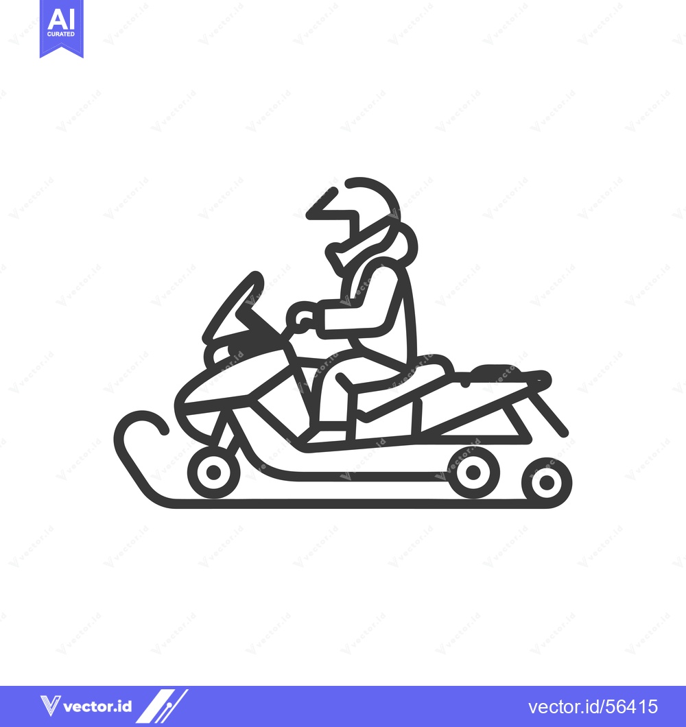 Premium Vector dari Line drawing of a person riding a snowmobile